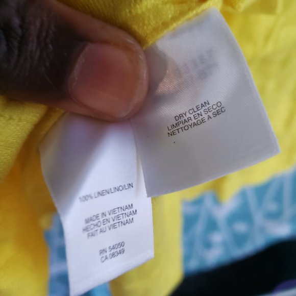 Bright Yellow Pure Linen Button up L/Sleeve Jacket +measurement size 16 - Picture 8 of 9